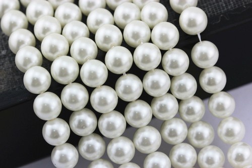 White Shell Pearl Smooth Round Beads  6mm 8mm 10mm 12mm 15.5" Strand
