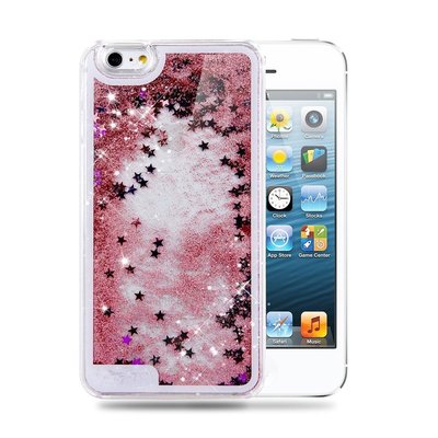 Für iPhone Hartschale mit Flüssigkeiten beweglicher Sand Sterne Glitzer