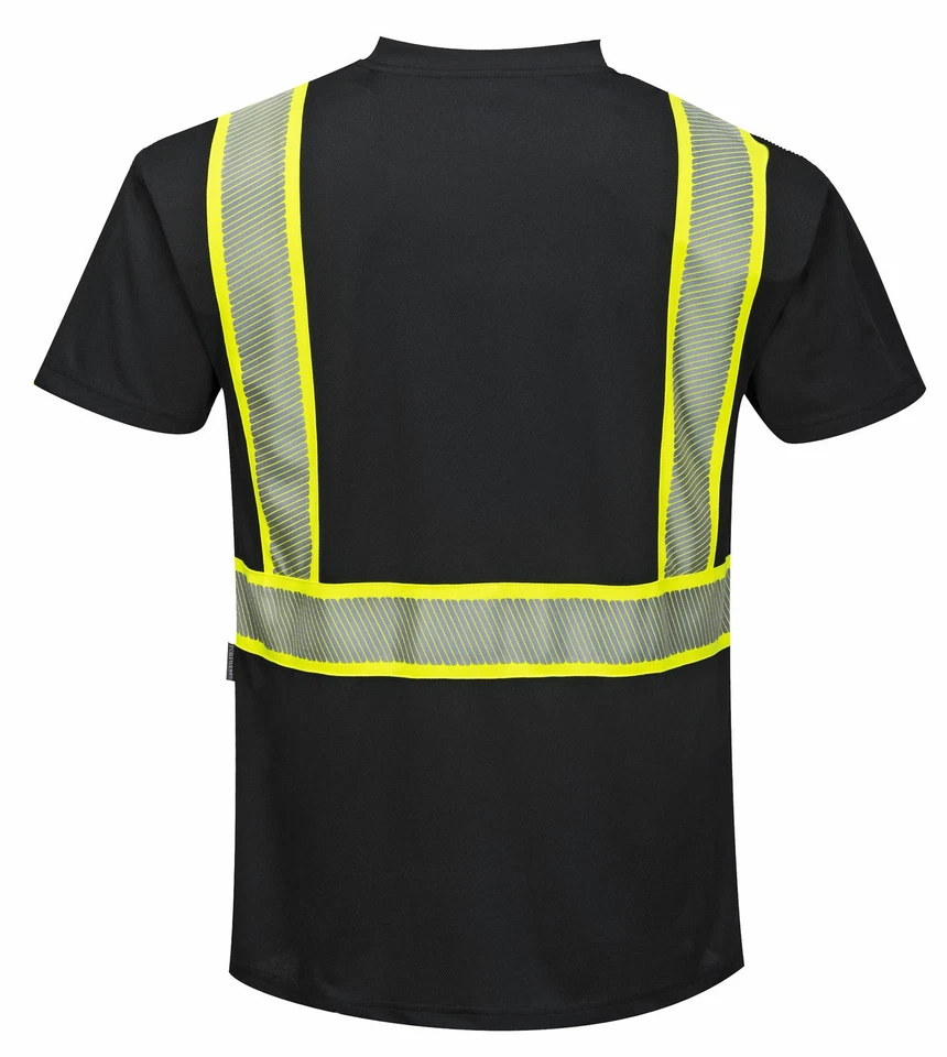 Portwest S396 Iona Short Sleeve Safety Work  T Shirt  with HiVis Reflective Tape - Image 2 of 3