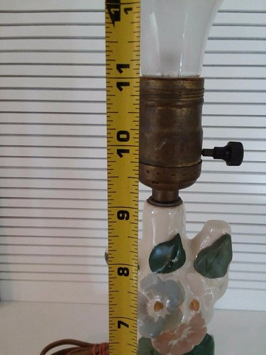 MCM Art Pottery Table Lamp Vining Clematis Flower #283 Cloth Cord - Picture 11 of 11