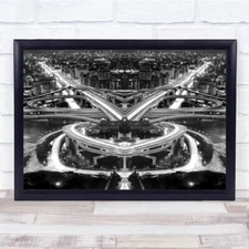 Junction On Urban Japan Osaka Yokohama Night Traffic Wall Art Print