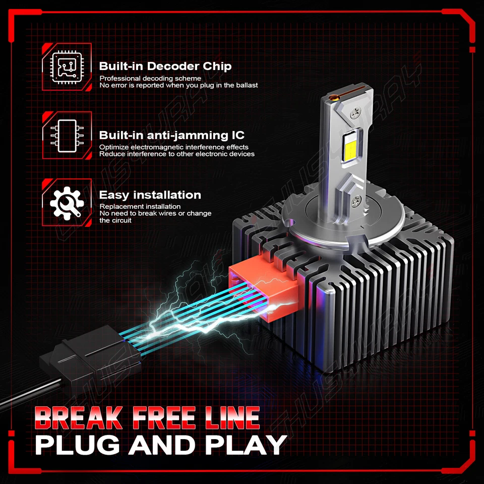 2件装D5S D5R LED大灯灯泡转换套件适用于雪佛兰CHEYENNE 2016-2018 — 第 4/4 张图片