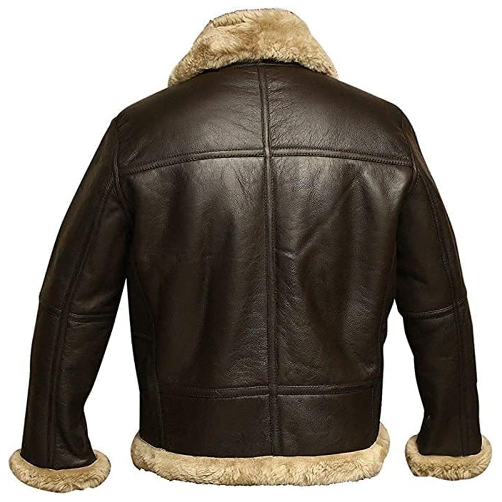 Men's RAF Shearling Leather Bomber Jacket Real Sheepskin Aviator WW2 Flight Coat image 2