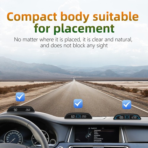 Car Digital GPS Speedometer Satellite Altimeter HUD Speeding Warning System - Picture 7 of 10