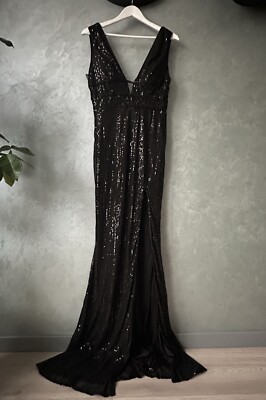 Luxury Evening long glitter Black dress size M Prom Dress Party Dress | eBay Luxury Evening long glitter Black dress size M Prom Dress Party Dress | eBay