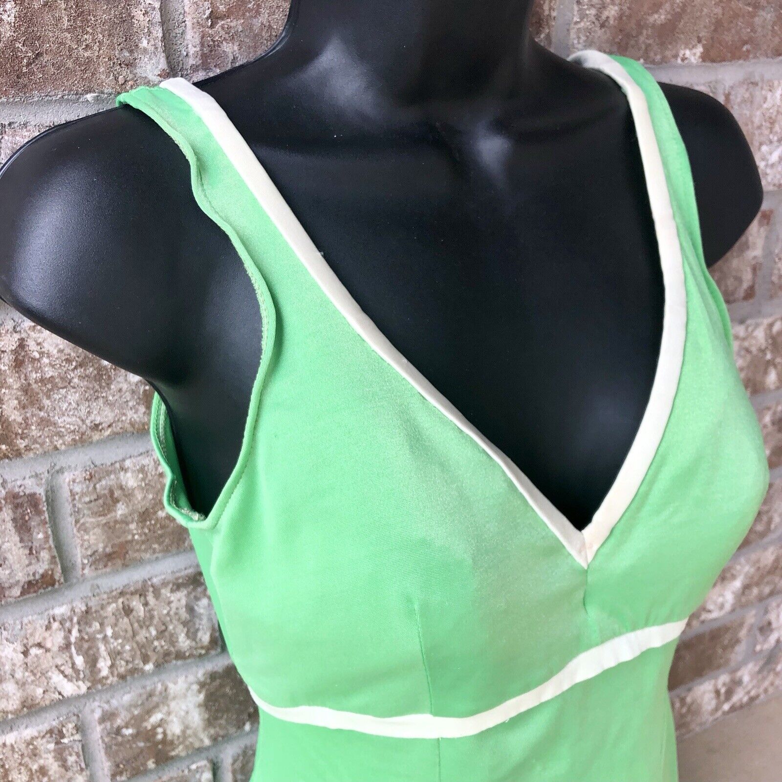 Vintage 60s Swimsuit with Skirt Neon Green - image 3