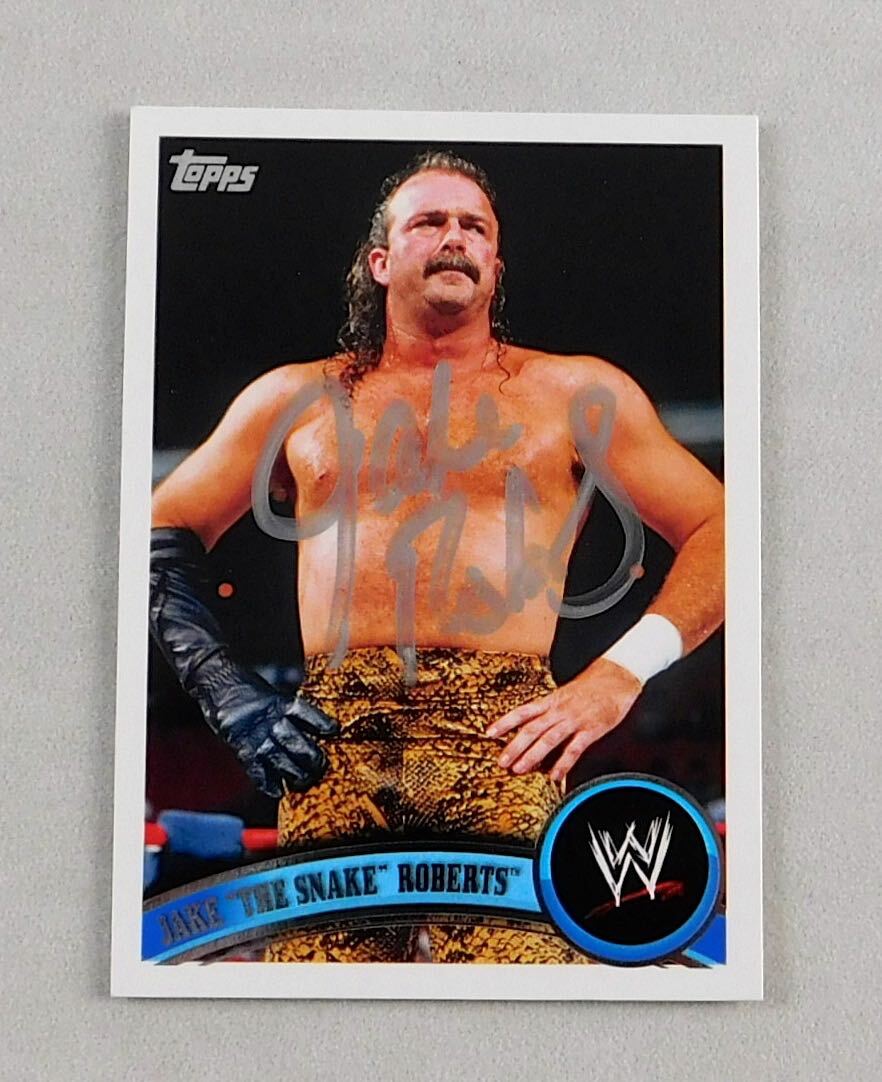 Jake The Snake Roberts Signed WWE Trading Card Topps #96 WWF HOF