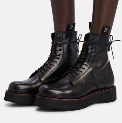 R13 Women's 'Single Stack' Platform Leather Combat Boots 40 10