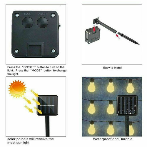20LED Solar Lichterkette Kugeln Innen Außen Beleuchtung Garten Party Dekor Licht - Bild 6 von 10