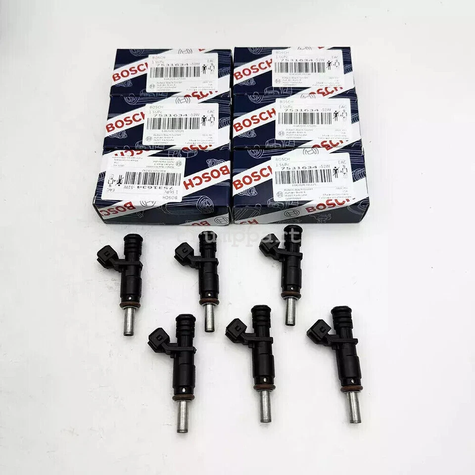 6X Inyectores de combustible originales BOSCH 7531634 para BMW 3.0L X3 X5 Z4 328i 328xi 528i Foto 2 de 4