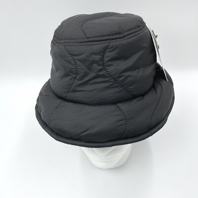 Zara Quilted Water-Repellent Black Bucket Hat Size M | eBay