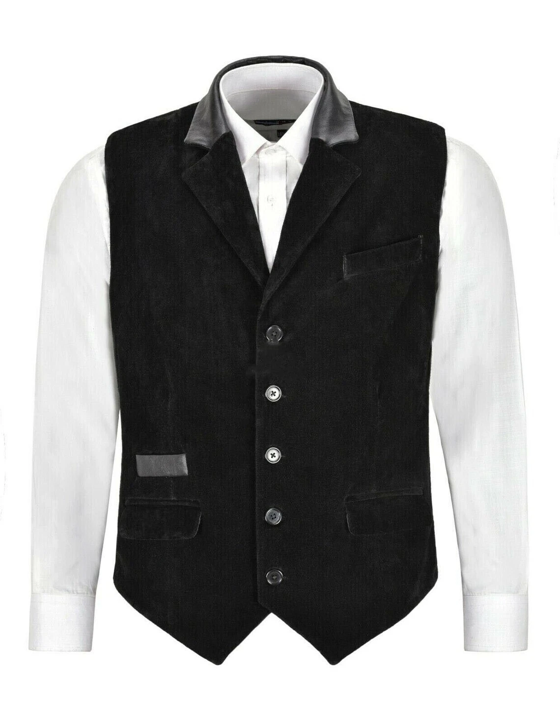 Men's Black Suede 100% Soft Lambskin Waistcoat Western Style Slim Fit Vest Coat