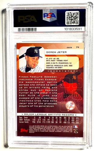 2002 Topps Finest Derek Jeter PSA 10 Gem Mint Xfractor /299 POP 13 - Picture 2 of 3