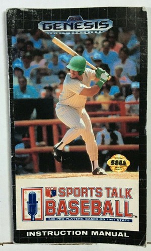 MLB Sports Talk Baseball Sega Genesis Instruction Manual Booklet ONLY, NO GAME