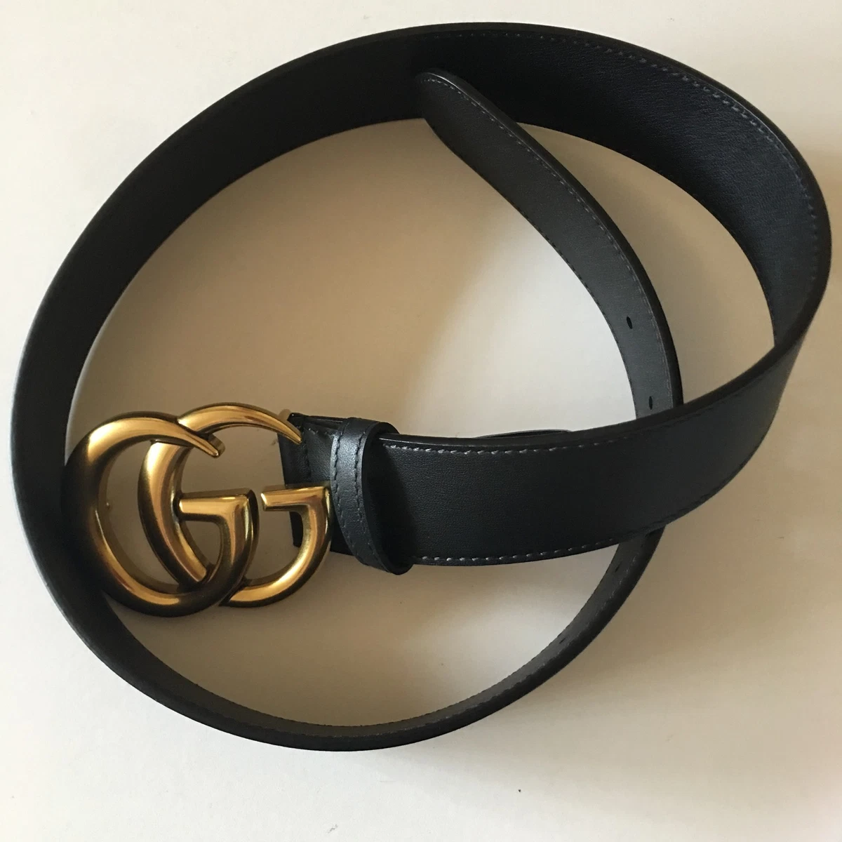 Vintage 90s Gucci belt black 32” Gucci × Vintage Gucci Anchor Buckle Leather Sea Belt Size  main image 3