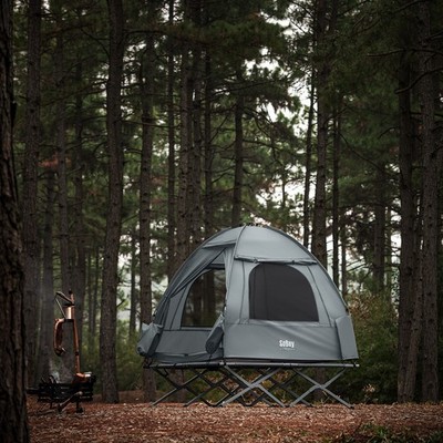SoBuy Feldbett mit Zelt 2 Personen 4in1 Zelt ohne Matratze OGS32-II-L-HG