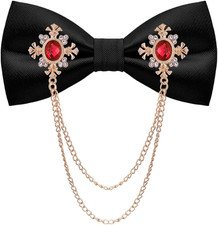 QCWQYML Black Bow Ties for Men Rhinestones Chain Men's Bow Tie Pre-Tied Adjustab