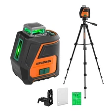 JORGENSEN 100FT Rechargeable Self Level Cross Line Laser 360° Laser Level Tripod