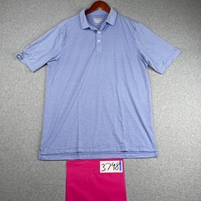 Straight Down Polo Shirt Medium Lavender Striped Performance Stretch Casual Mens