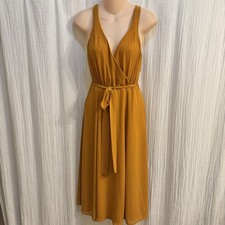 Show Me Your Mumu Cynthia Crossover Dress In A Vibrant Mustard Hue. Size Small