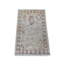 2'x3' Light Brown Hand Knotted Wool Afghan Angora Oushak Mat Oriental Rug 21533