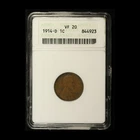 1914-D 1c Lincoln Wheat Cent ANACS VF20- Free Shipping USA