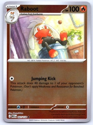 Raboot 027/132 Common Mega Evolution Pokemon Reverse Holo Near Mint