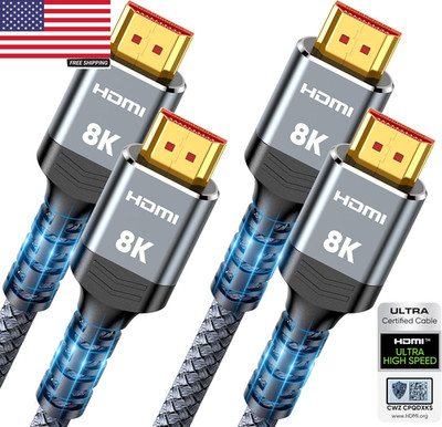 10K 8K HDMI 2.1 Cable 2-Pack 6.6FT,  Certified 48Gbps Ultra High Speed Slim HDMI