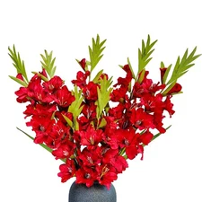 Pack of 6 - Gladiolus Flowers Artificial Orchid Plants Long Silk Flower Stems...