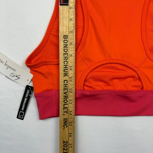 Nanette Lepore Play Women Orange Pink Colorblock Sports Bra Smartphone Pocket L - Picture 5 of 6