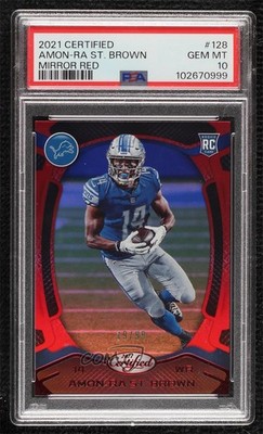 2021 Certified Rookies Mirror Red 19/99 Amon-Ra St Brown #128 Rookie RC 19x5