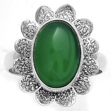 Natural Green Onyx 925 Sterling Silver Ring s.8.5 Jewelry R-1241