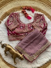 Saree Blouse Bollywood Party Wear Indian Pakistani New Sari Wedding Designer
