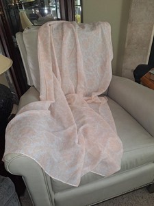 Semi-Sheer Peach Light Cotton/Chiffon Scarf w floral design 41" X 6' ~Very Nice!