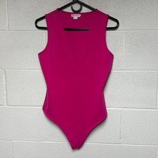 Good American Hot Pink sleeveless Bodysuit with V-neck