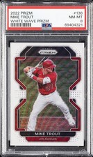 2022 PANINI PRIZM WHITE WAVE PRIZM #138 MIKE TROUT PSA 8