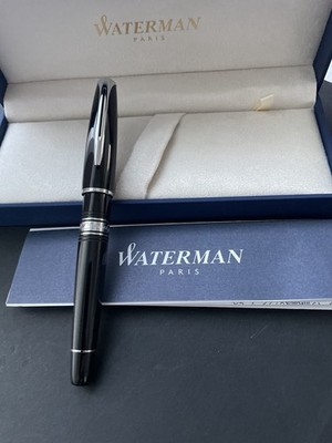 NEU Waterman Charleston Füller Füllfederhalter M Schwarz CC Silber 18K Goldfeder