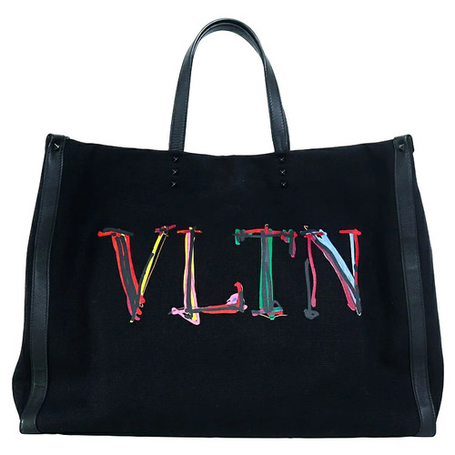 Valentino Garavani VLTN Large VY2B0A34GWU Tote Canvas Black Bag #DYB402