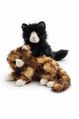 Ty Classic Cats Shadow Sitting & Jumbles Lying 2 Vintage Retired Plush 12"- 13"