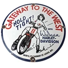 Vintage Harley Davidson Motorcycles Sign - 11 3/4" Gas Pump Porcelain Sign