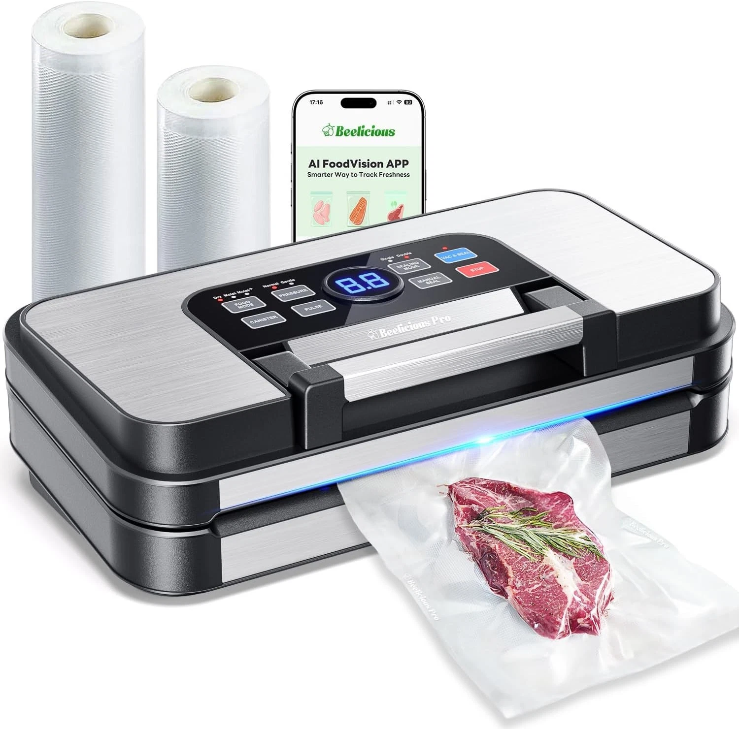 Pro Vacuum Sealer, with Double Heat Seal & Dual-Pump for Dry/Moist Food, 2X Stre
Opens in a new wind