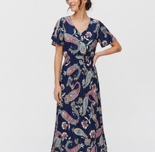 Anthropologie Paisley Maxi MEDIUM Blue Kindred Smocked Waist Womens NEW
