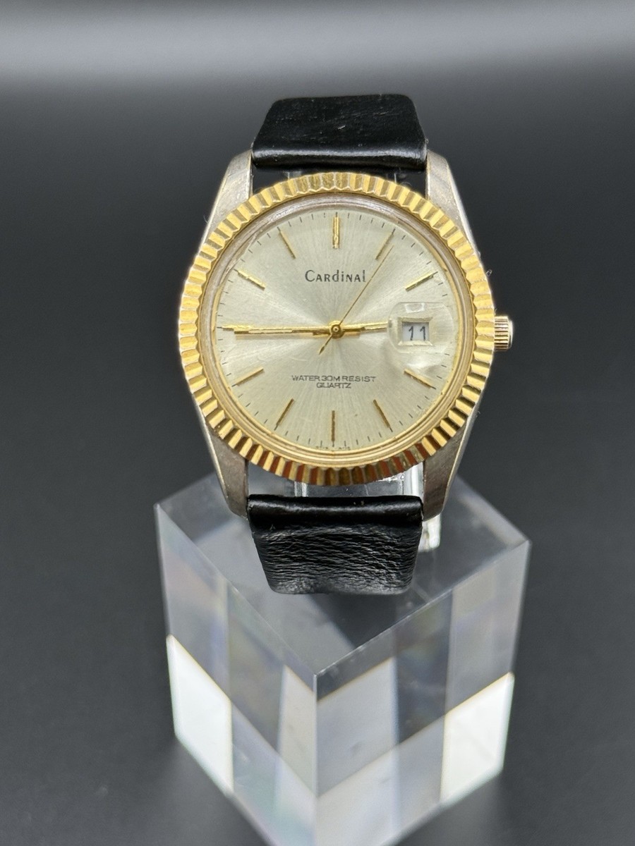 Vintage Cardinal Quartz, Date, Men display picture 3