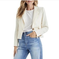 Veronica Beard Ivory Cream Single Button Blazer Jacket Size 12 NWT MSRP 648