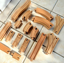 Wooden Train Track Lot Est. 30pc Expansion Set Straight Curved Switch compatible