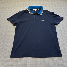 Classic Lacoste Polo Shirt Mens Medium Golf Preppy Navy Blue Contrast Collar