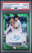 2025 BOWMAN CHROME PRSPCT AUTOS GREEN LAVA #CPACS CADE SMITH 71/99 PSA 10