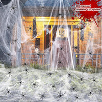 Halloween Spinnennetz Dekoration, 100G Dehnbare Spinnennetze &20KüNstliche Spinn