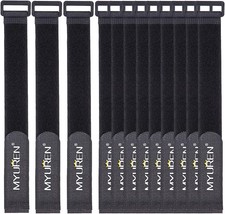 1"x 18"-12 Pack Reusable Fastening Cable Straps with Buckle 18, Black