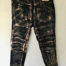 Golden Denim Black and cream Snake Print Skinny Jeans 98% cotton made in USA